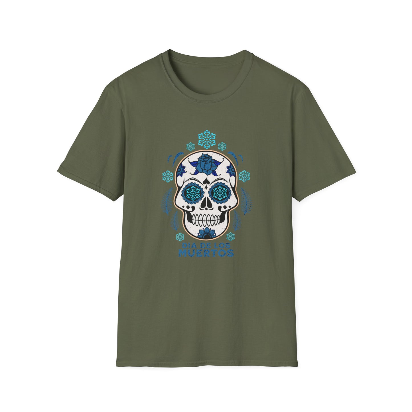 Dia de Los Muertos Skiing & Snowboarding Snowflake T-Shirt