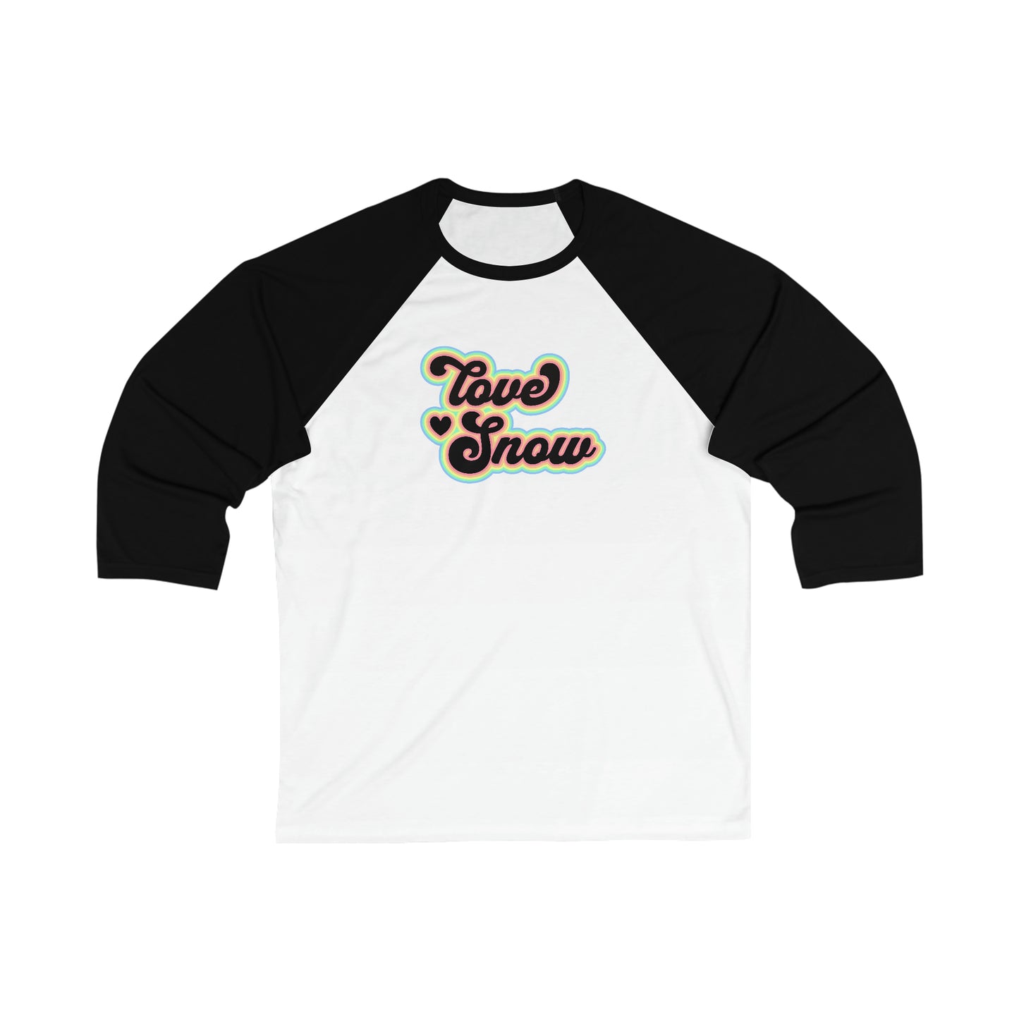 Love Snow Black Unisex 3\4 Sleeve Baseball Tee