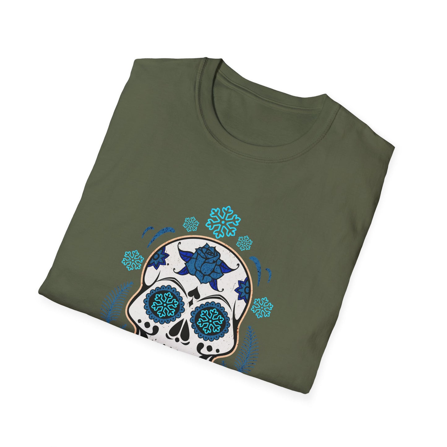 Dia de Los Muertos Skiing & Snowboarding Snowflake T-Shirt