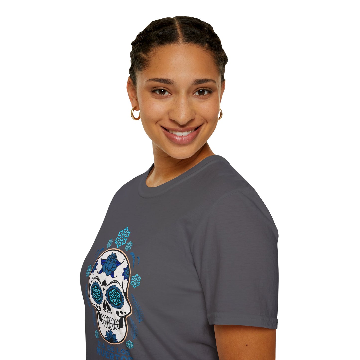 Dia de Los Muertos Skiing & Snowboarding Snowflake T-Shirt
