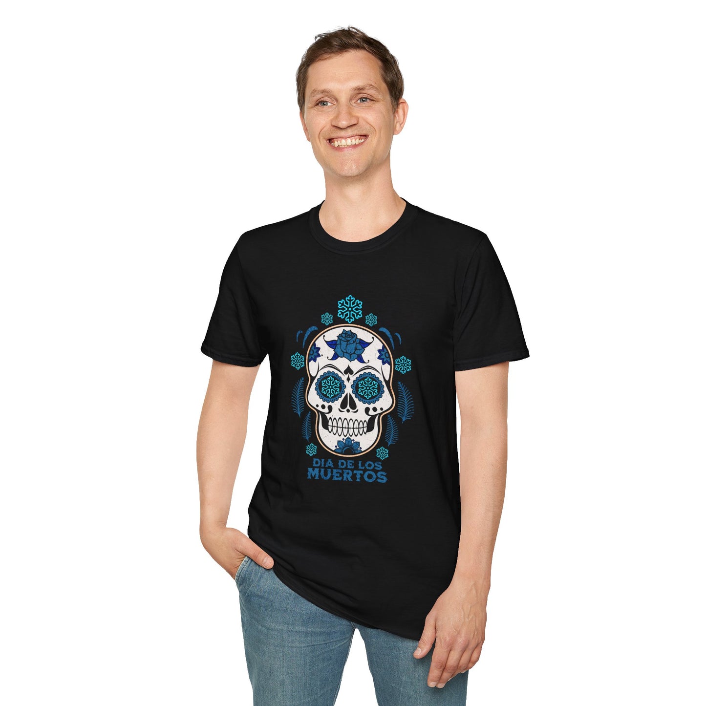 Dia de Los Muertos Skiing & Snowboarding Snowflake T-Shirt
