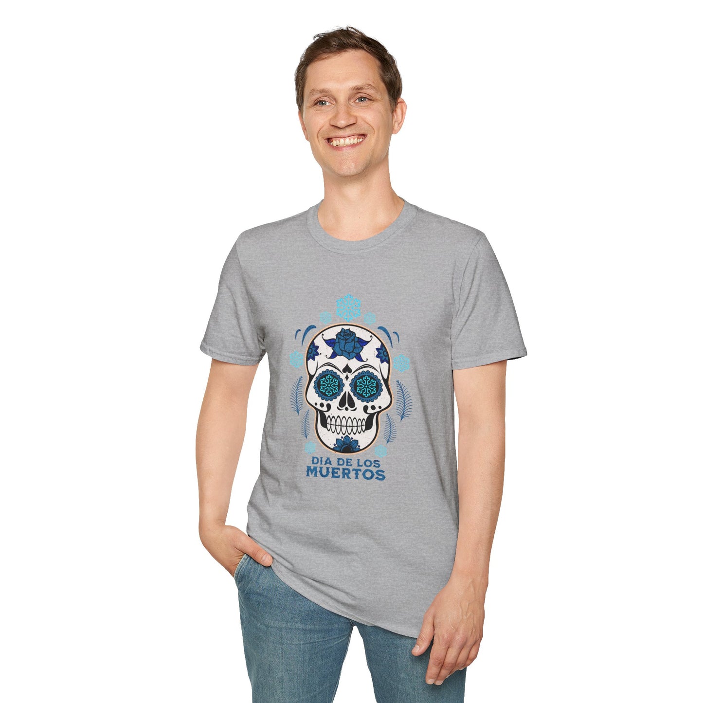 Dia de Los Muertos Skiing & Snowboarding Snowflake T-Shirt