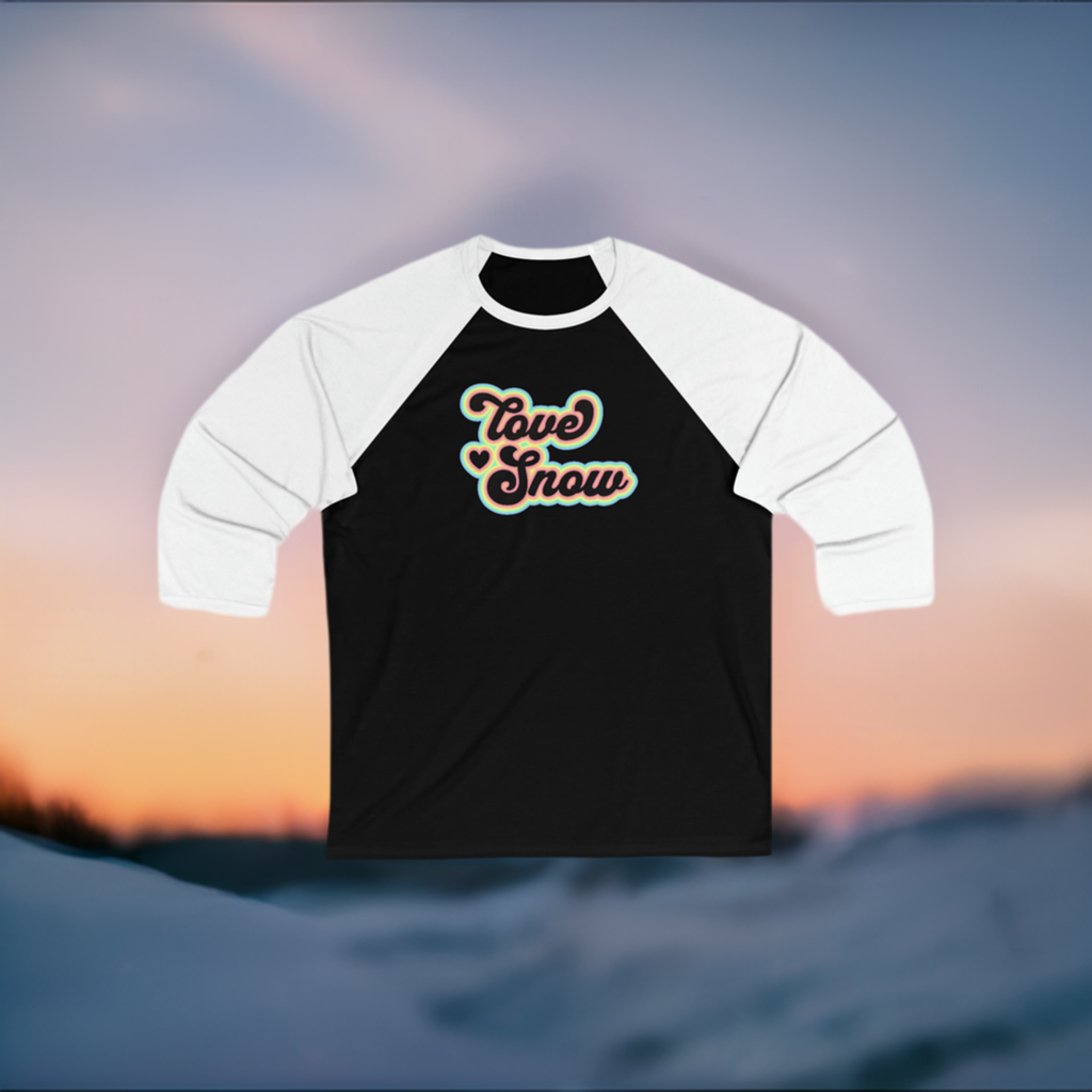 Love Snow Black Unisex 3\4 Sleeve Baseball Tee