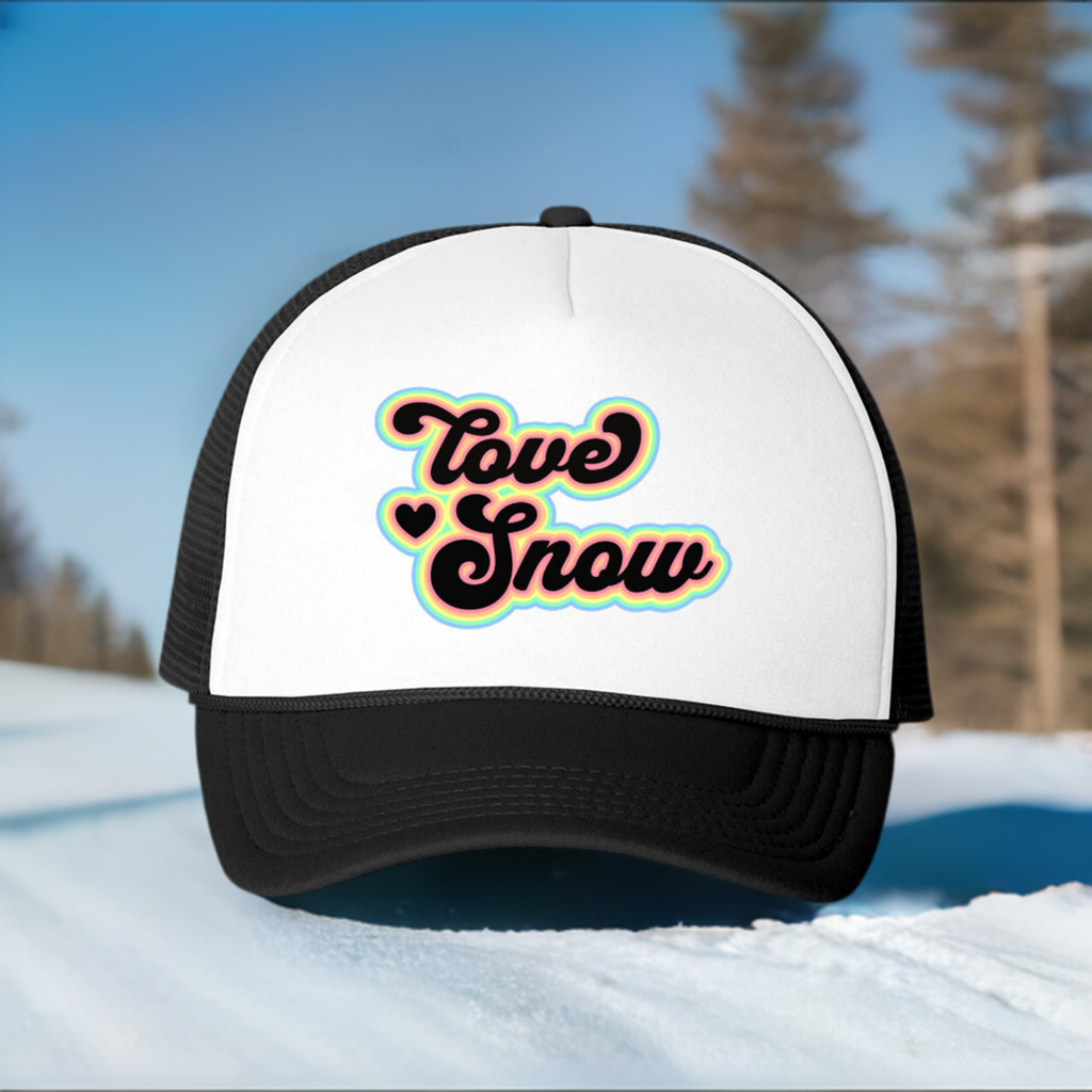 Love Snow Black Foam Trucker Hat