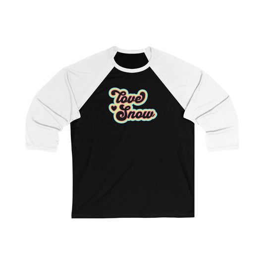 Love Snow Black Unisex 3\4 Sleeve Baseball Tee