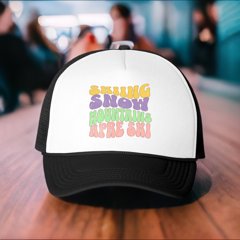 Skiing Snow Mountains Apre Ski Trucker Hat